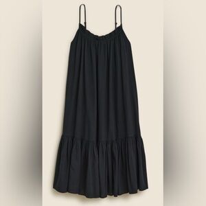 J Crew Midi Sundress Airy Gauze NWOT Black Stripe Spaghetti Straps Ruffled M/L